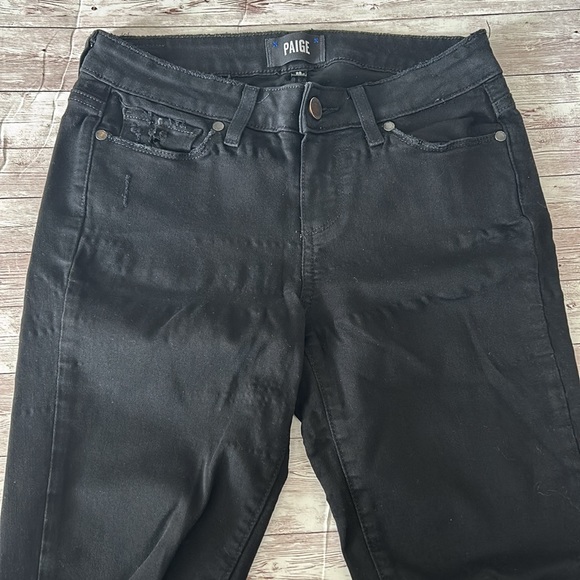 Paige Verdugo Distressed Crop Raw Hem Ripped Knees Midrise Skinny Jeans - Picture 4 of 13